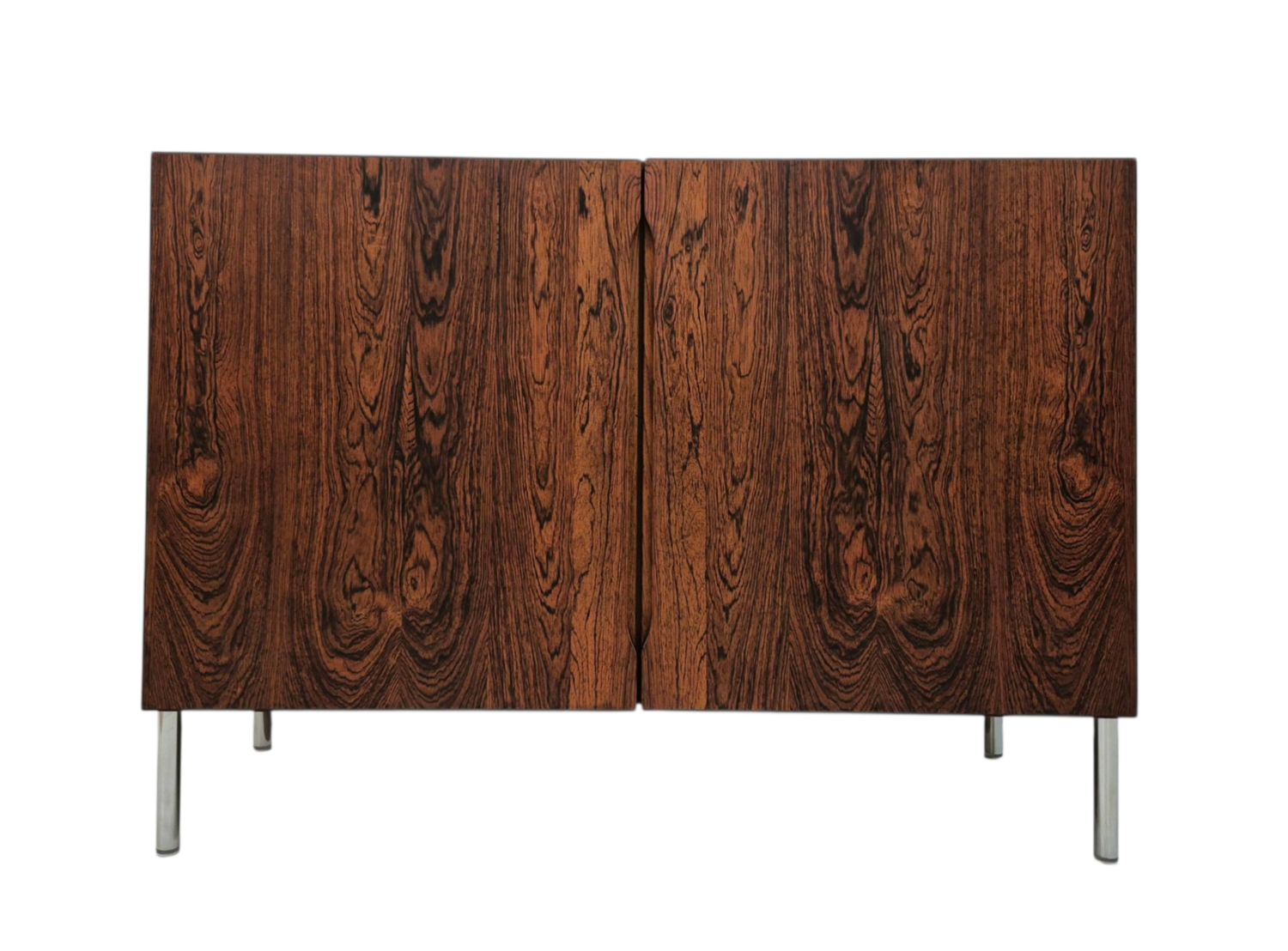 Mid Century Rosewood Credenza Cabinet on Chrome Legs