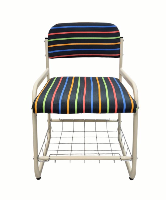 Vintage Stripped Fabric Metal Chair with Basket Bottom