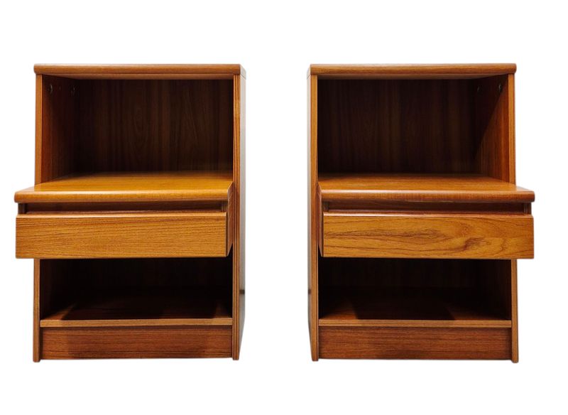 Pair of Danish Mid Century Modern Teak Nightstands