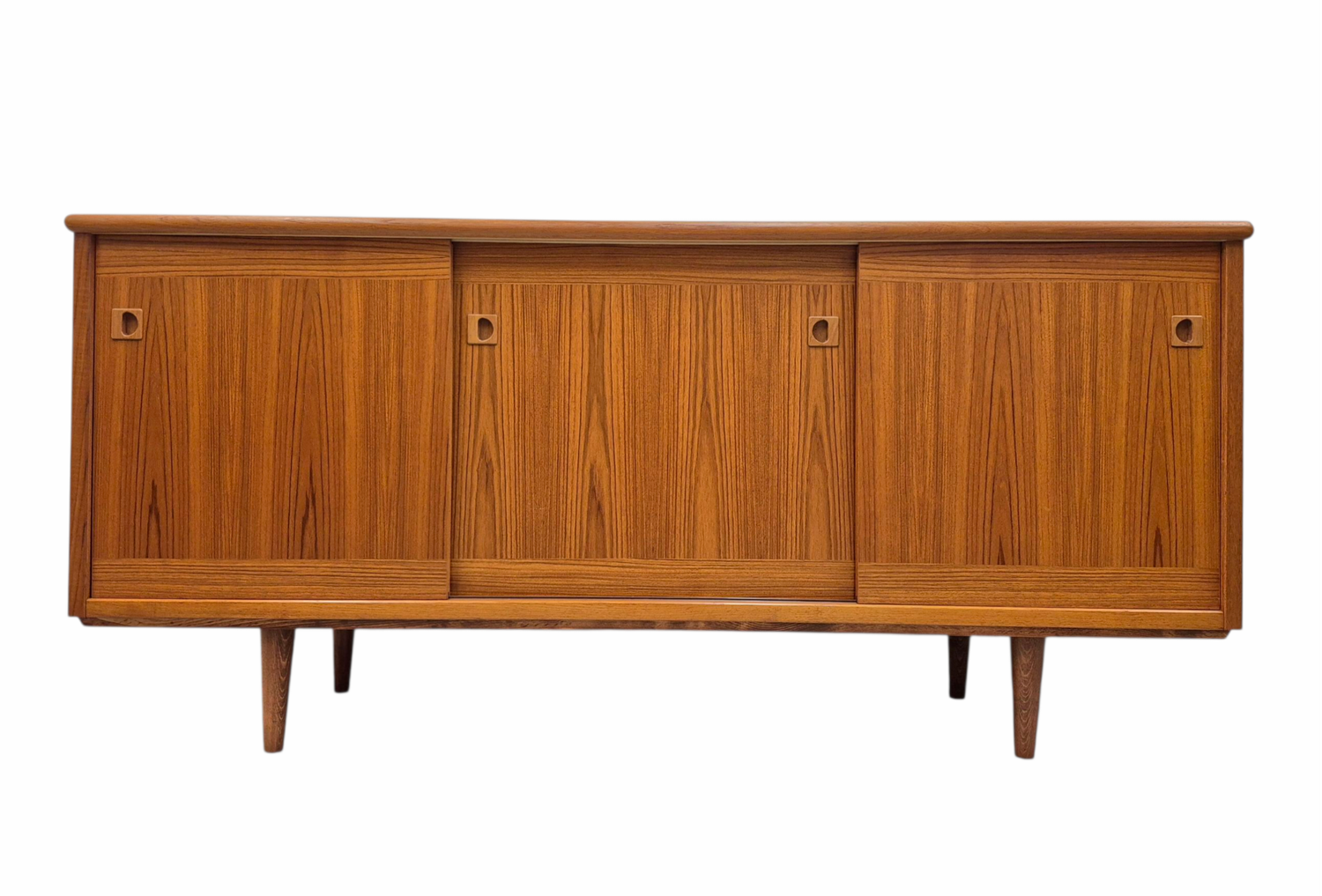 Mid Century Teak Credenza with Three Sliding Doors