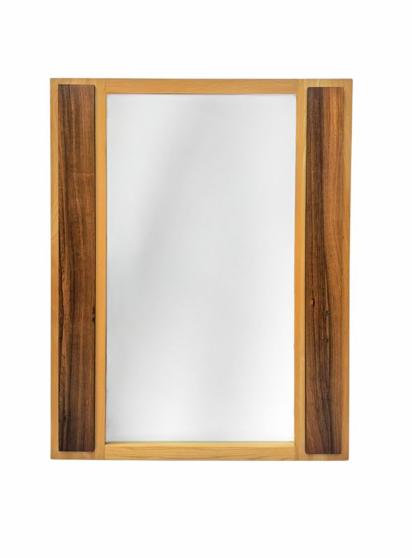 Mid Century Rosewood and Elm Smoky Mirror