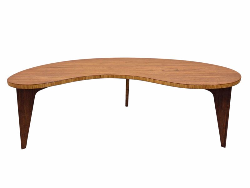 Kidney Shape Coffee Table in Chestnut Finish