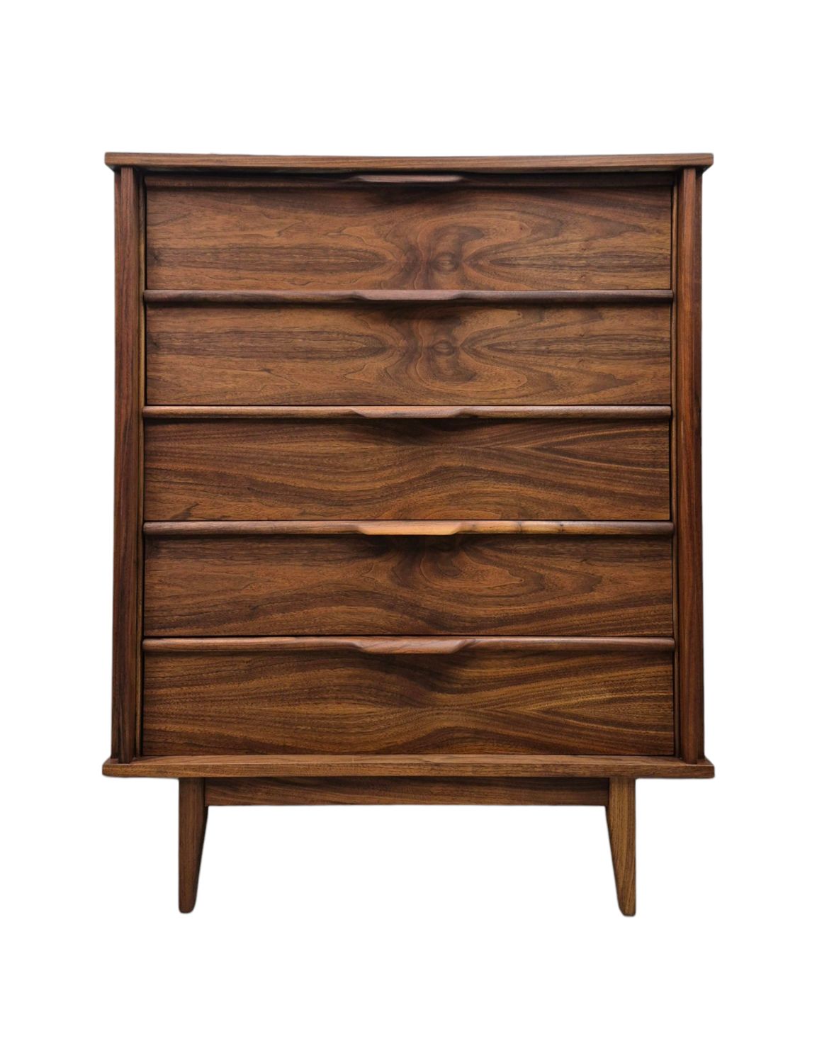 Mid Century Walnut Tallboy Dresser by  Princeville