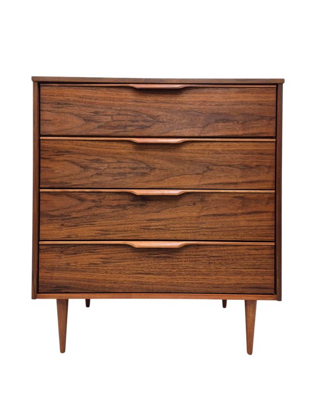 Mid Century Walnut and Maple Tallboy Dresser