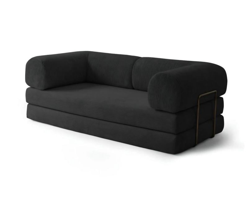 PUFF Corduroy Sleeper Sofa - Charcoal Black