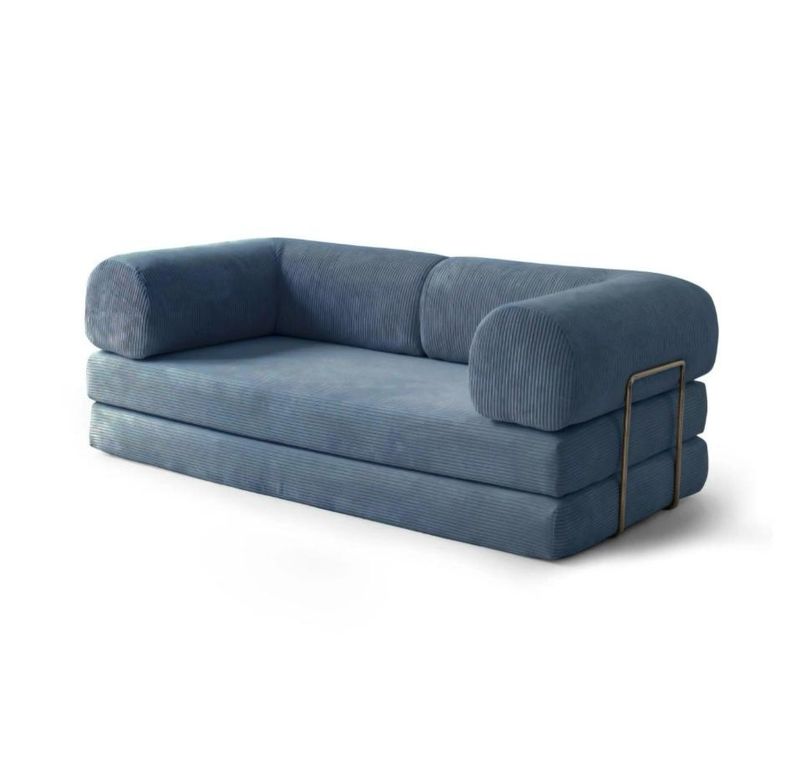 PUFF Corduroy Sleeper Sofa - Slate Blue