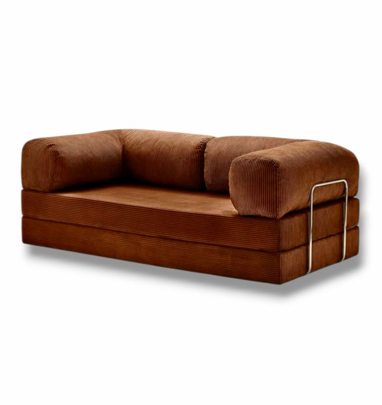 PUFF Corduroy Sleeper Sofa - Chocolate Brown