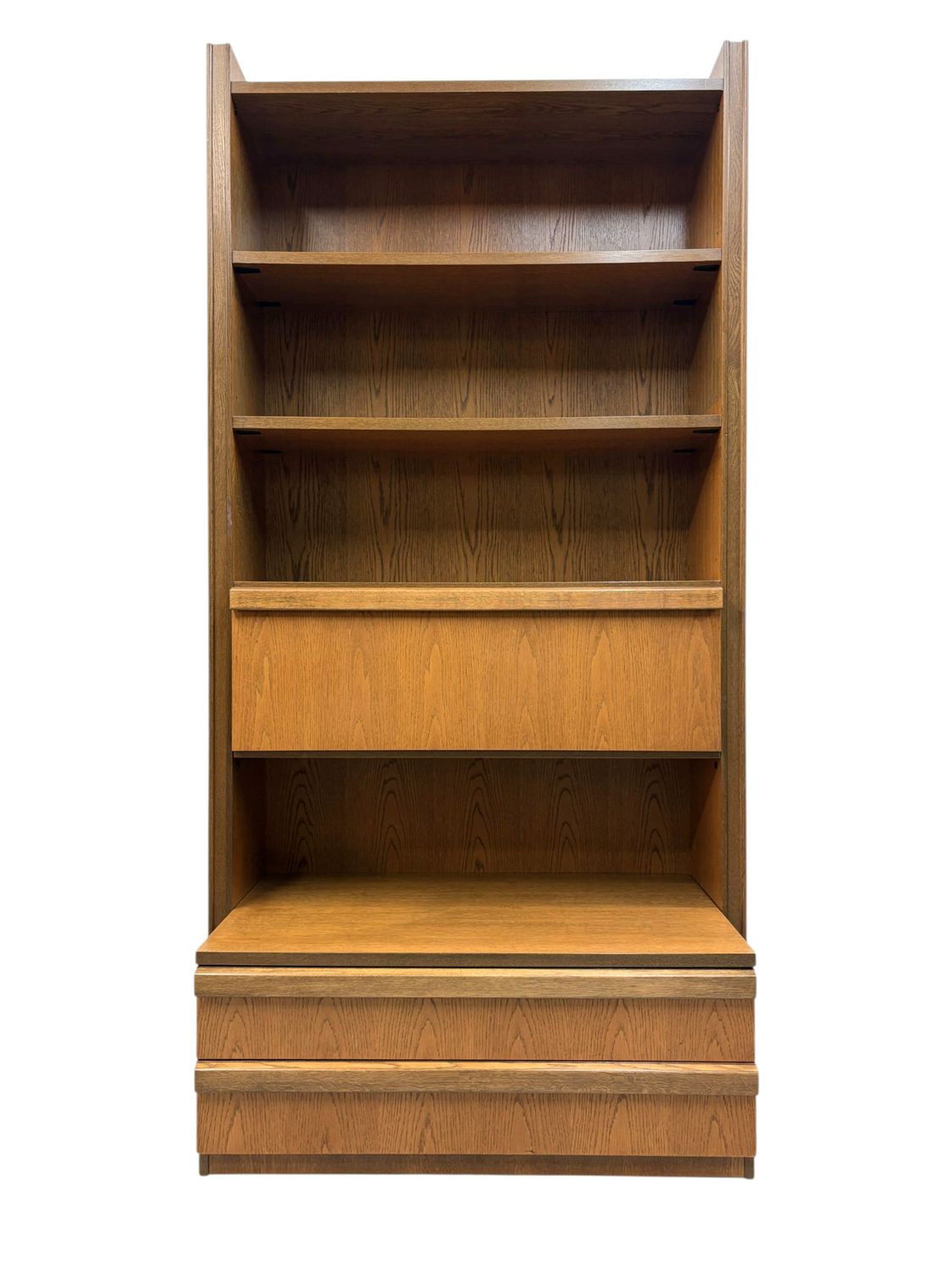 Swiss Made Vintage Mid Century Oak 2 Piece Cabinet Bookcase