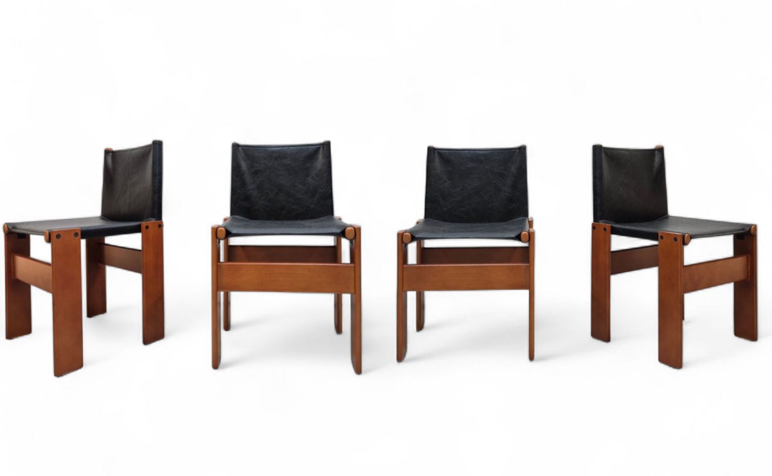 Set of Four Reproduction Monk Chairs by Afra and Tobia Scarp