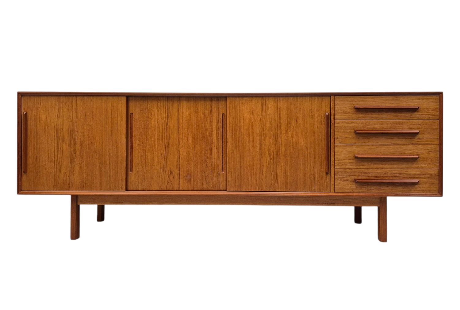 80" Long Mid Century Teak Credenza with Drawers by Ib-Kofod Larsen for Faarup