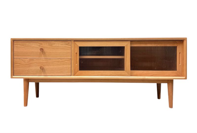 Mid Century Modern Style Solid Cherry Wood Credenza