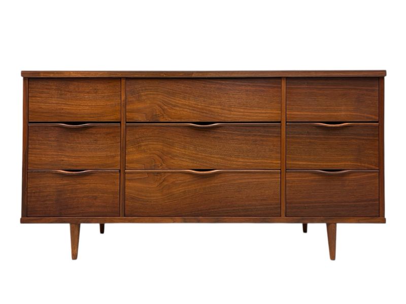 Mid Century Walnut Nine Drawer Dresser
