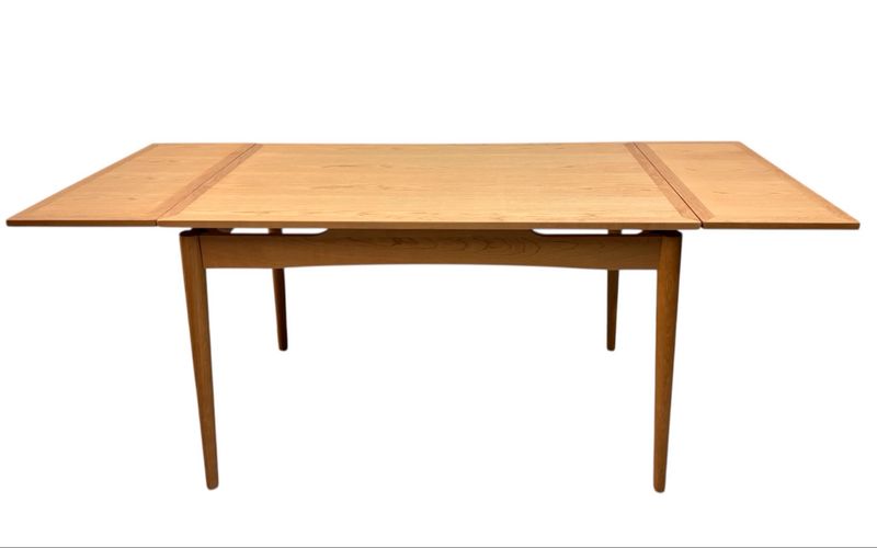 Mid Century Modern Style Solid Cherry Wood Extendable Dining Table