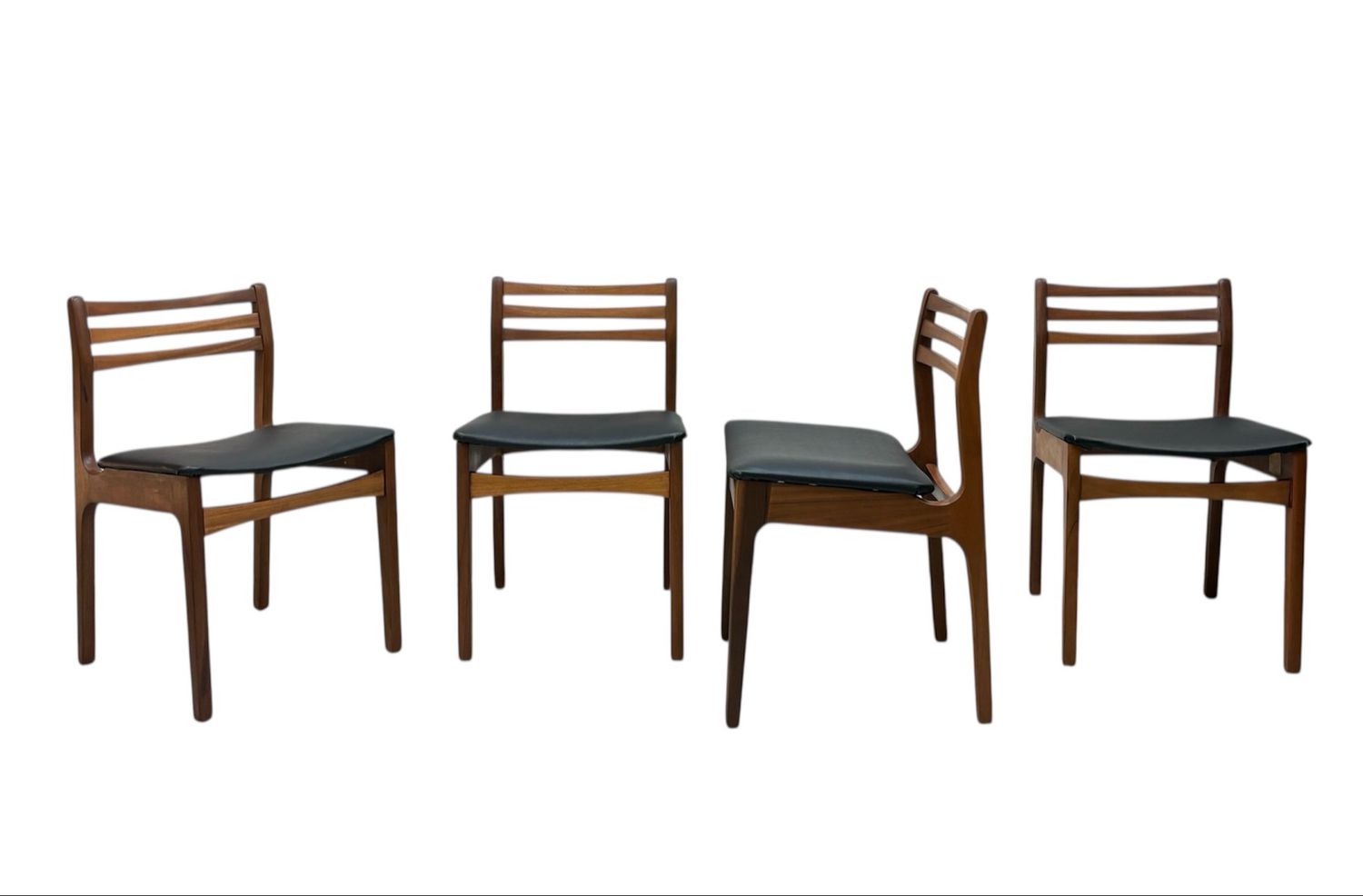 Set of 4 Mid Century Teak Dining Chairs with Low Ribbon Backs Set of 4 Mid Century Teak Dining Chairs with Low Ribbon Backs