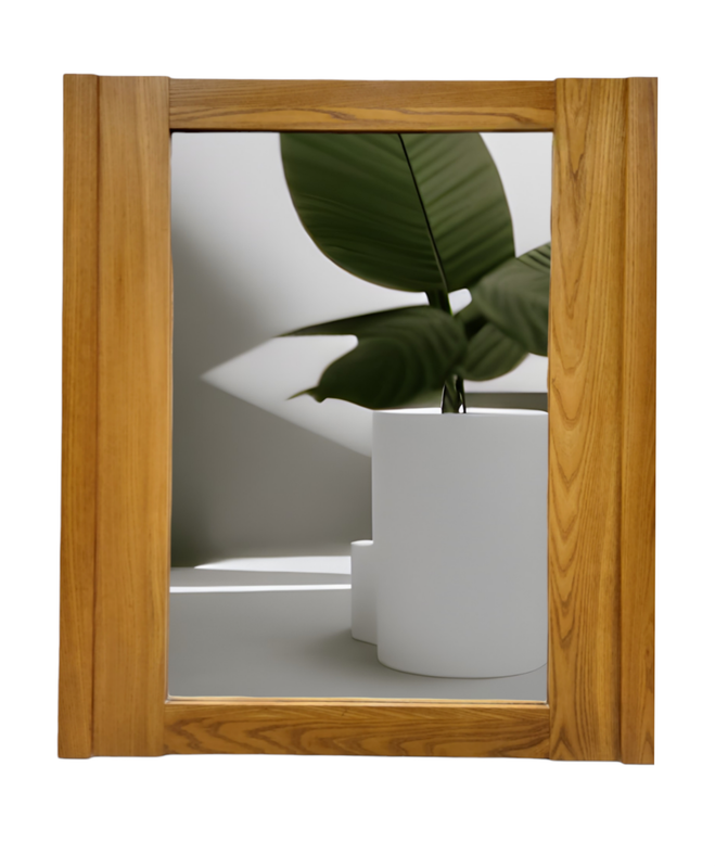 Mid Century Elm Wood Mirror