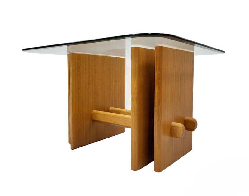 Mid Century Teak Side Table with Glass Top by Gustav Gaarde