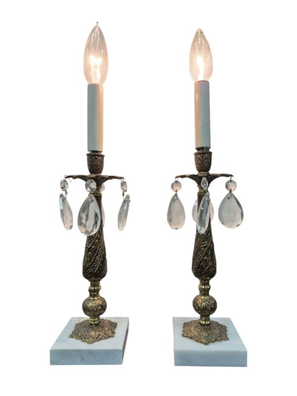 Pair of Vintage Hollywood Regency Candlestick Lamps