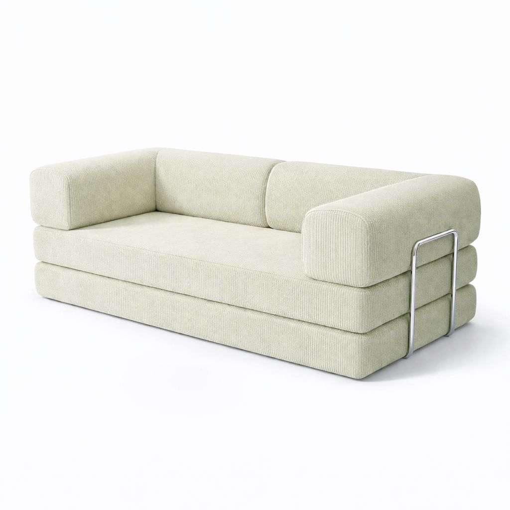PUFF Corduroy Sleeper Sofa - Misty White