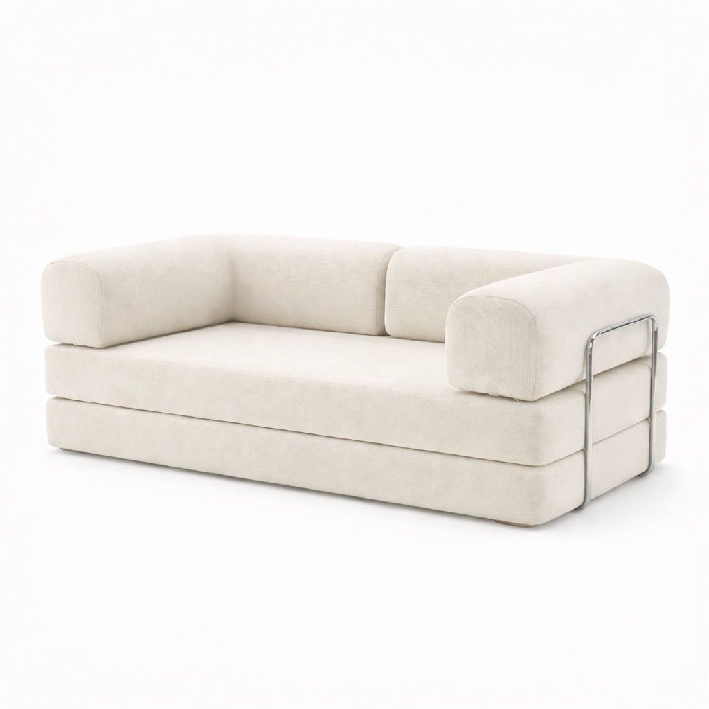 PUFF Corduroy Sleeper Sofa - Misty White