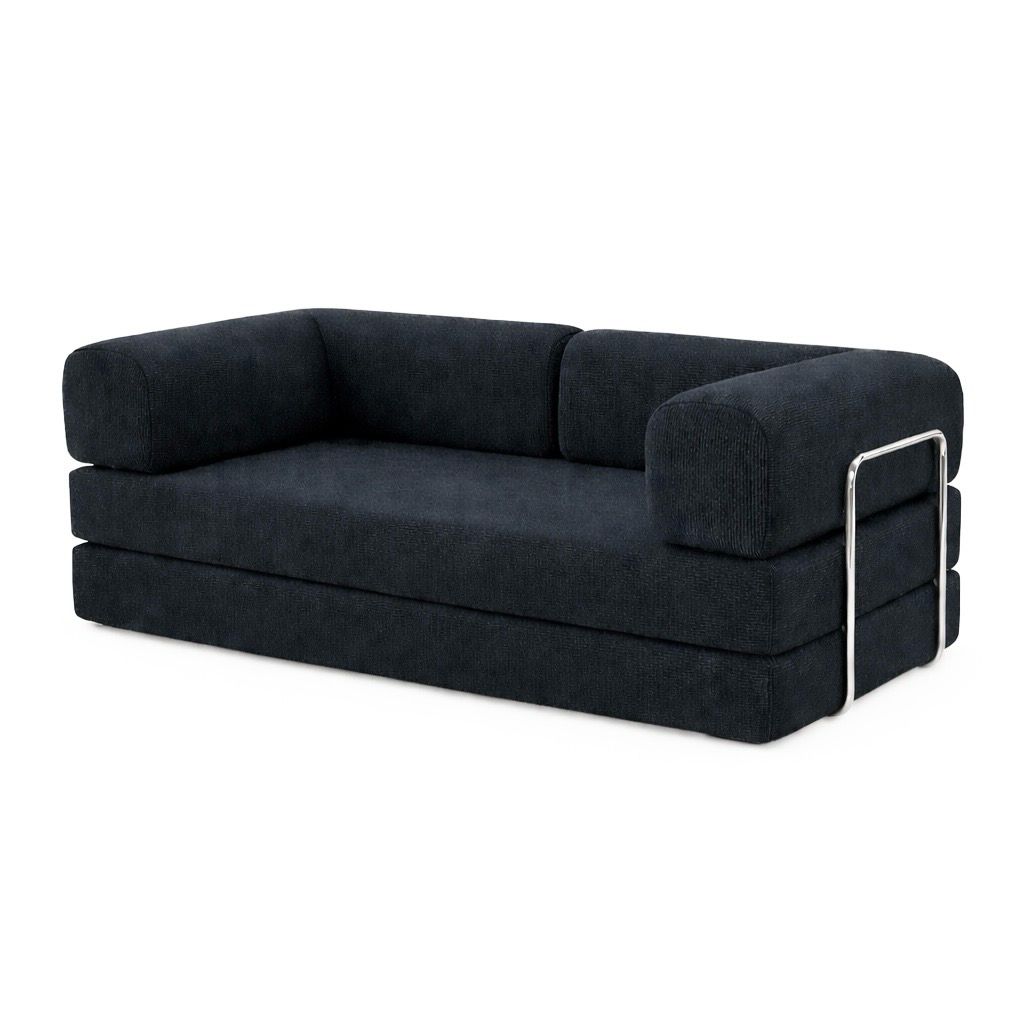 PUFF Corduroy Sleeper Sofa - Charcoal Blue/Deep Blue