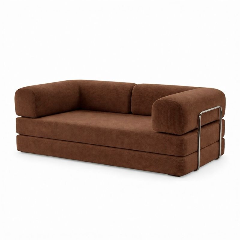 PUFF Corduroy Sleeper Sofa - Chocolate Brown