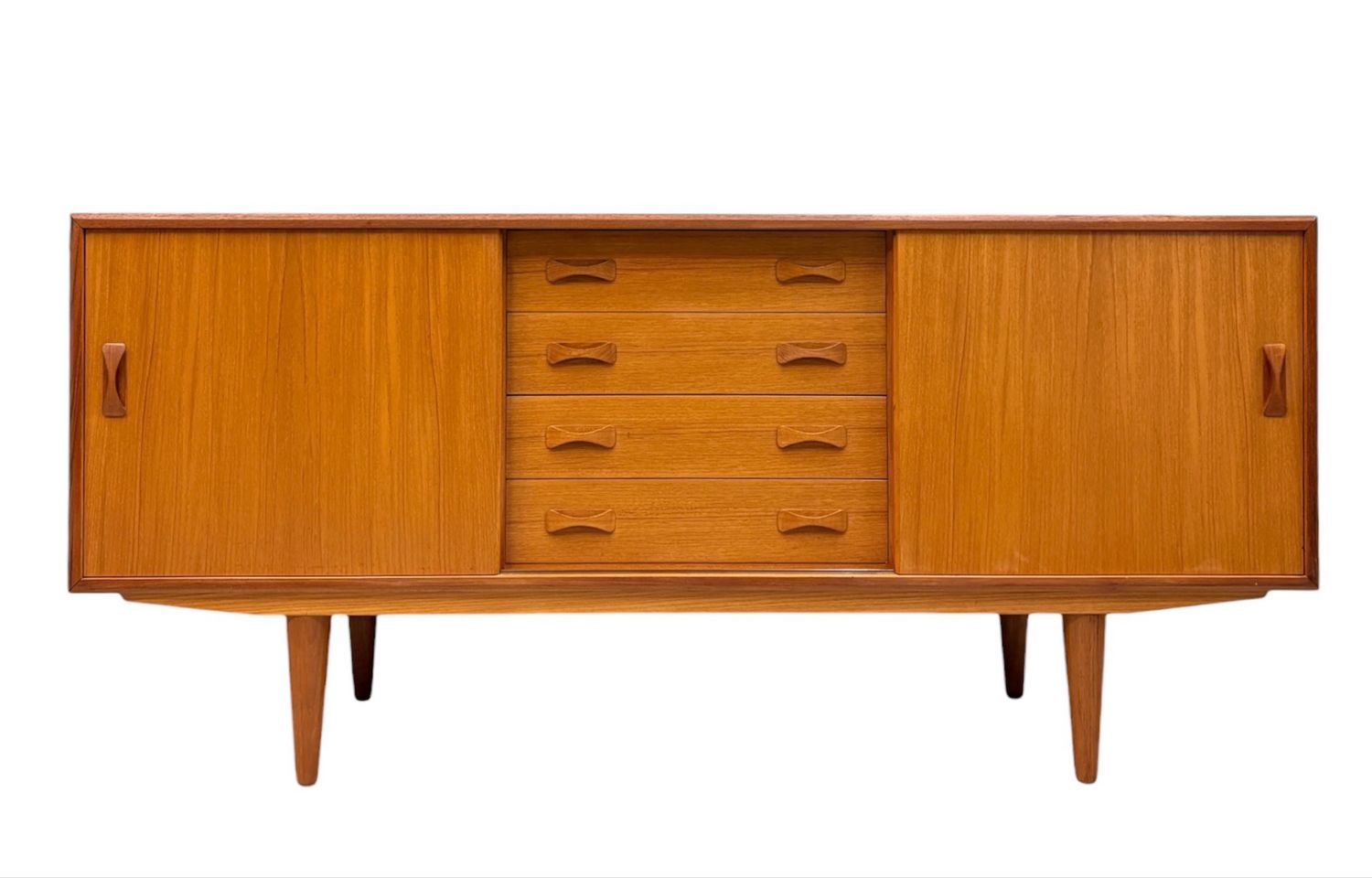 Danish Mid Century Teak Credenza With Four Drawers in the Middle by Clausen and Son