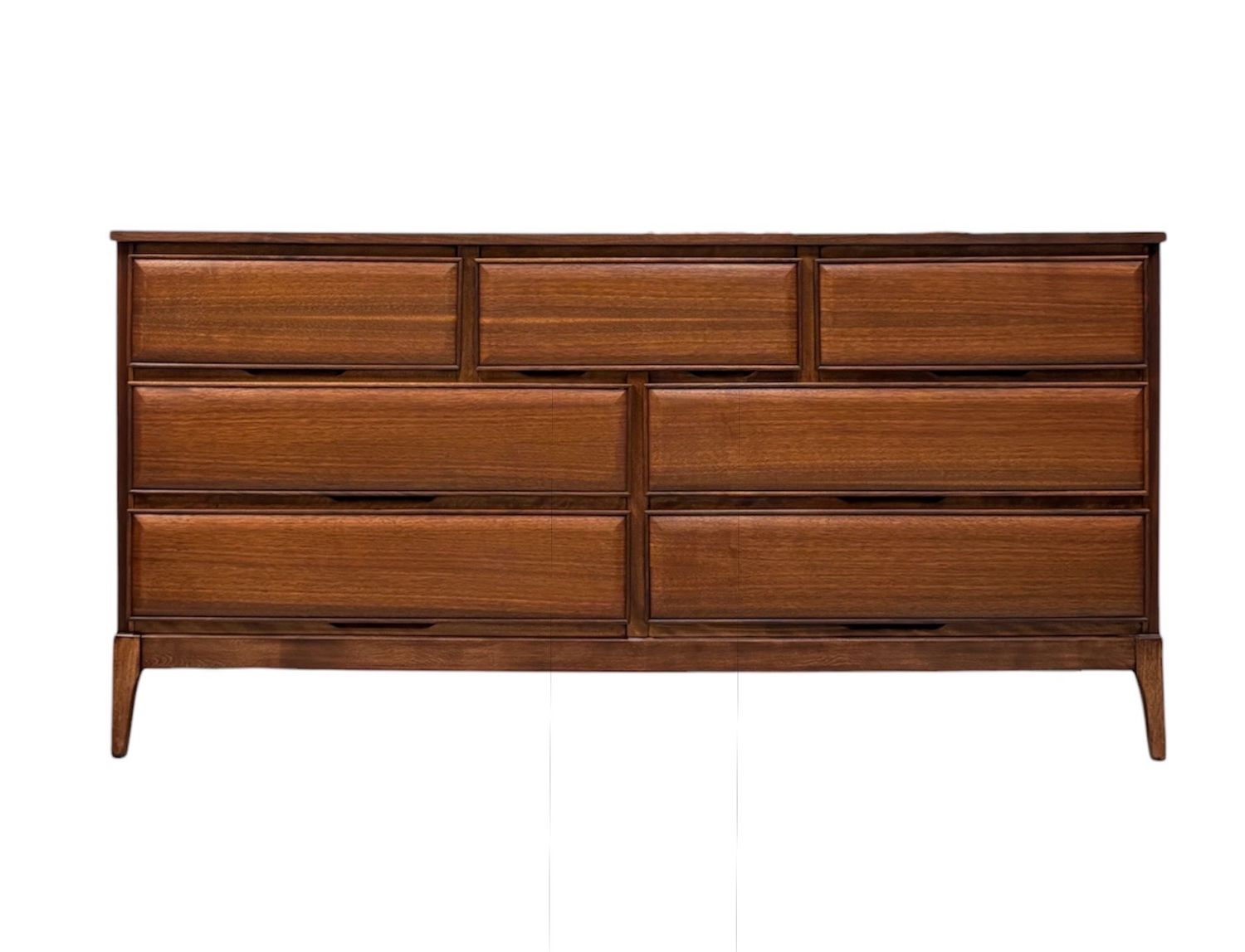 Mid Century Walnut Seven Drawer Dresser