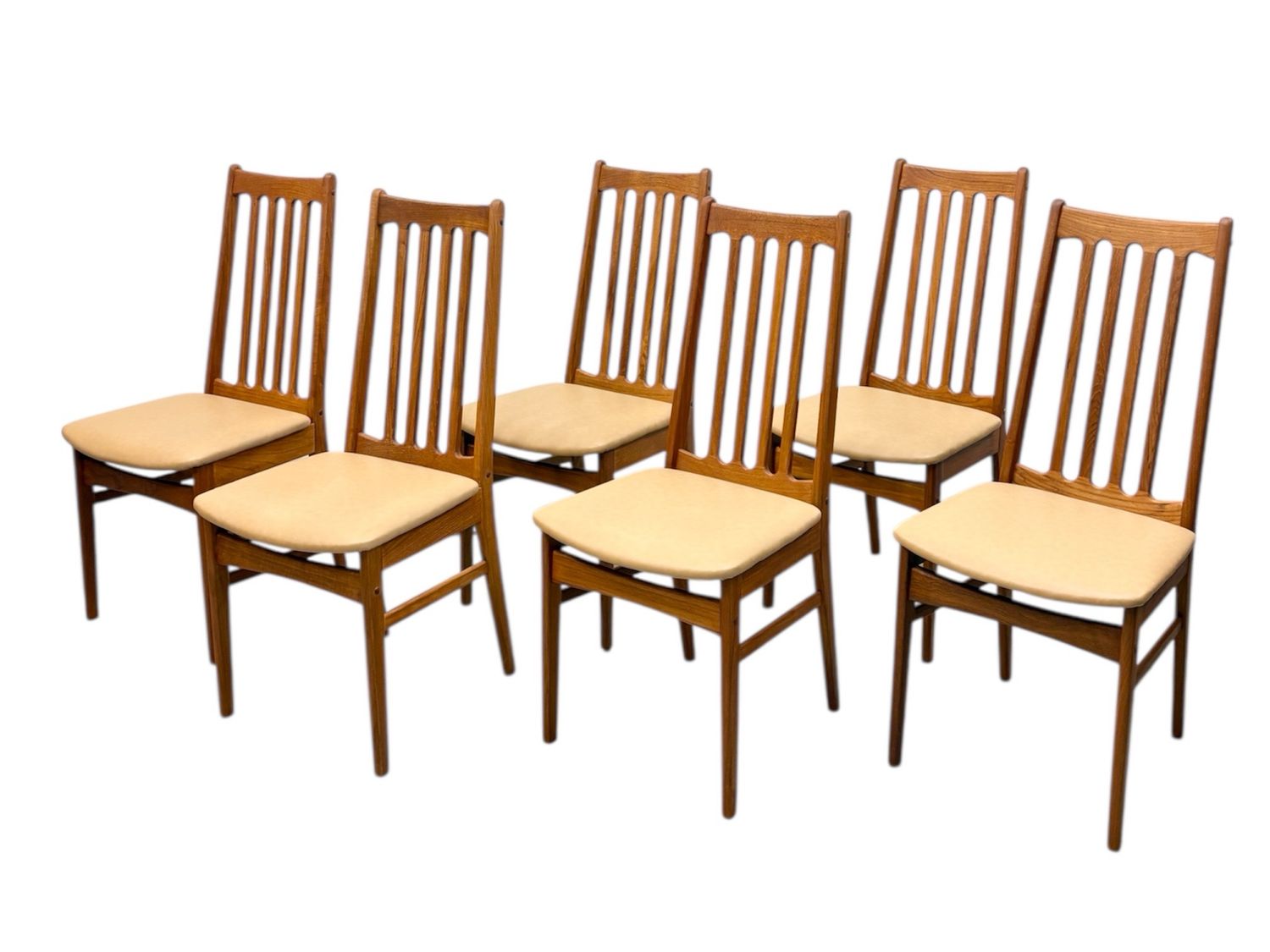 Set of 6 Mid Century Teak Highback Chairs