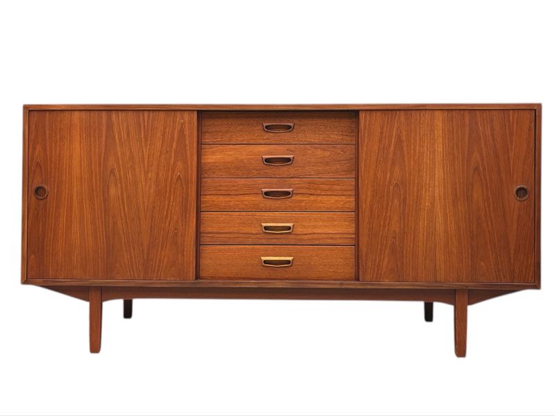 Mid Century Teak Credenza with Five Drawers