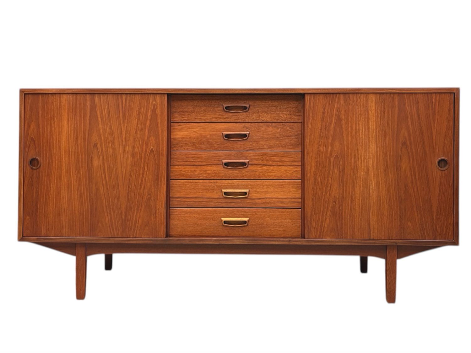 Mid Century Teak Credenza with Five Drawers