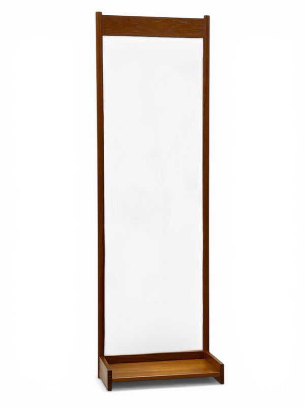 Swedish Mid Century Teak Dressing Mirror with Shelf