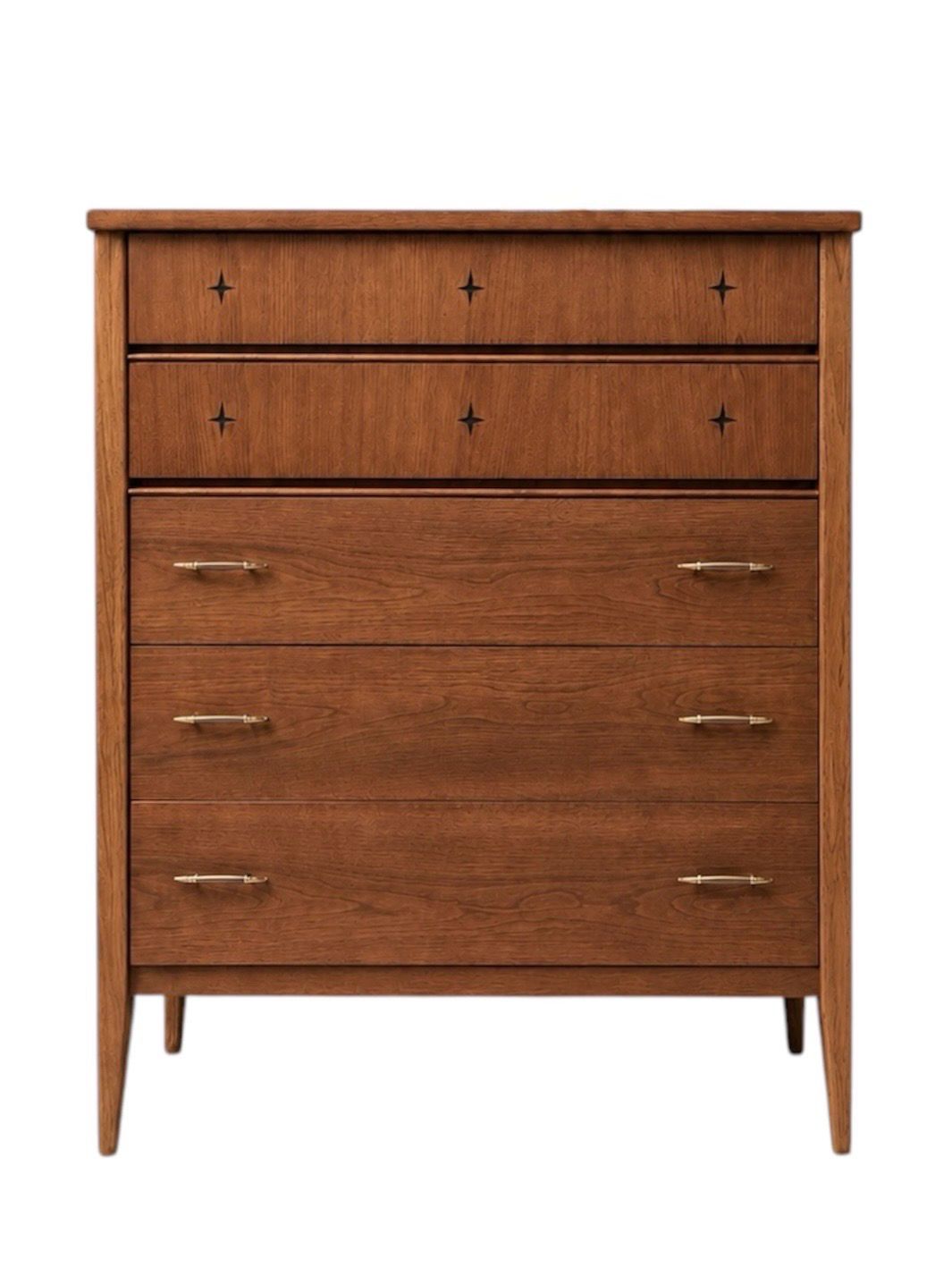 Mid Century Walnut Tallboy Dresser "Saga" by Broyhill