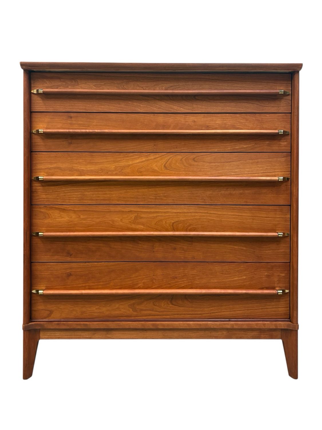 Mid Century Solid Wood Cherry Tallboy Dresser by Gibbard