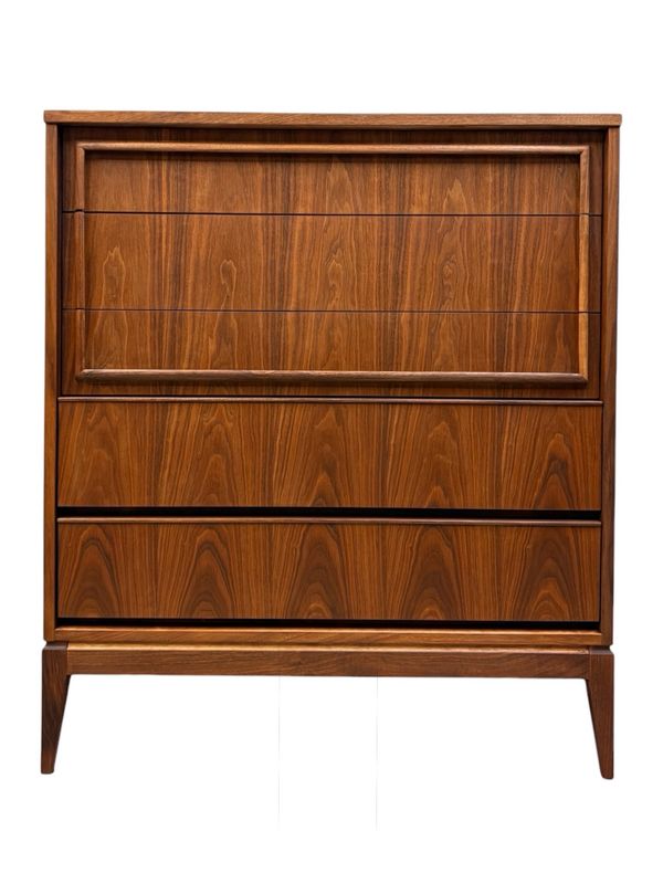 Mid Century Walnut Highboy Dresser by Peppler