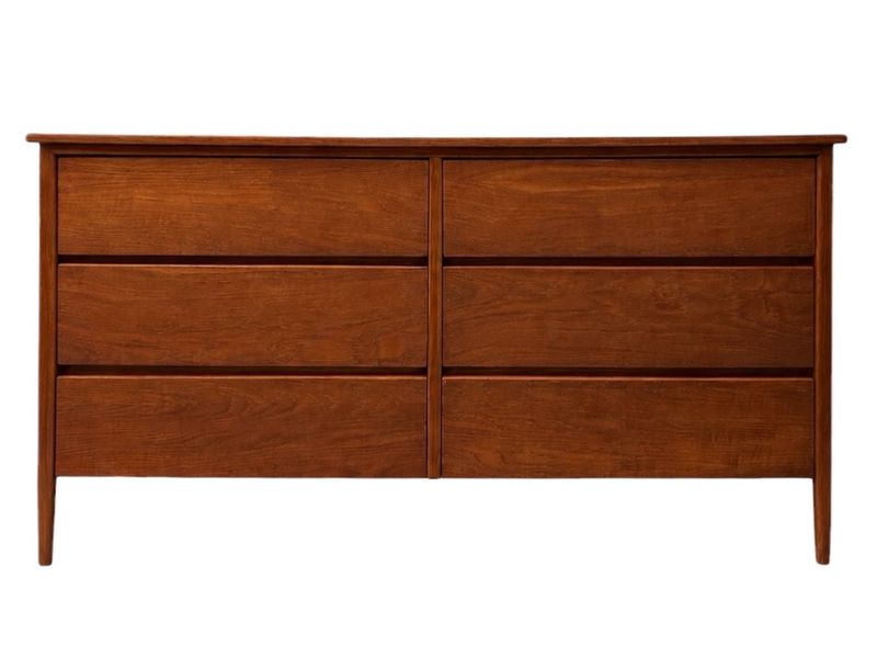 Mid Century Teak Six Drawer Dresser