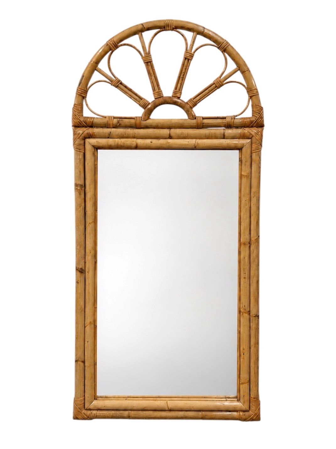 Large Vintage Sunburst Bamboo Rattan Mirror Large Vintage Sunburst Bamboo Rattan Mirror