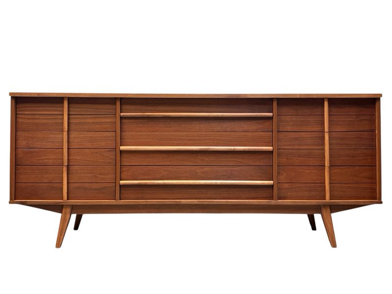 Mid Century Walnut Nine Drawer Dresser