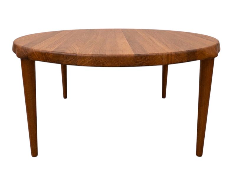 Mid Century Solid Teak Round Coffee Table by John Boné for Mikael Laursen