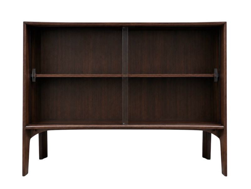 Mid Century Walnut and Elm Display Cabinet By Deilcraft