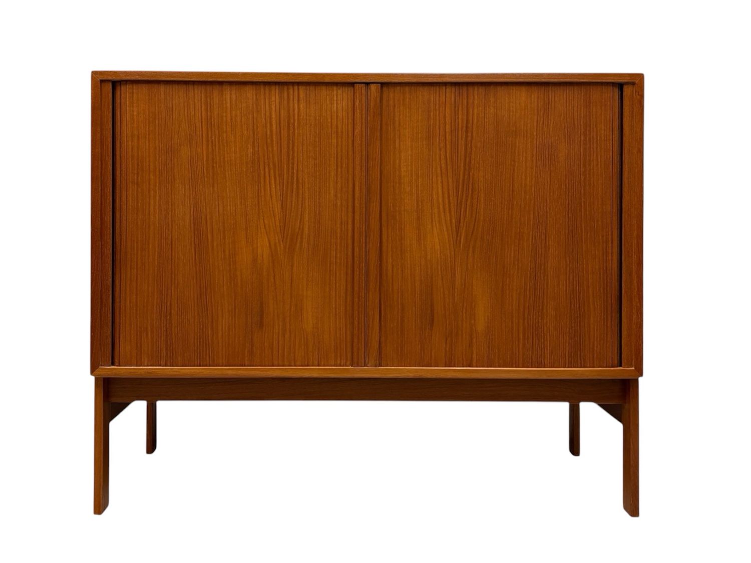 Mid Century Teak Mini Credenza with Tambour Doors by Hansen Guldborg
