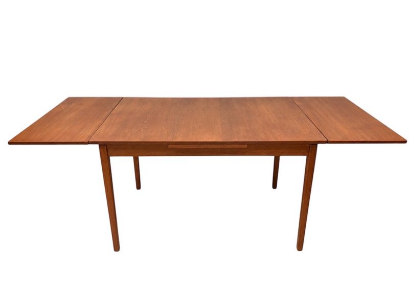 Swedish Mid Century Teak Dining Table with Draw Leafs