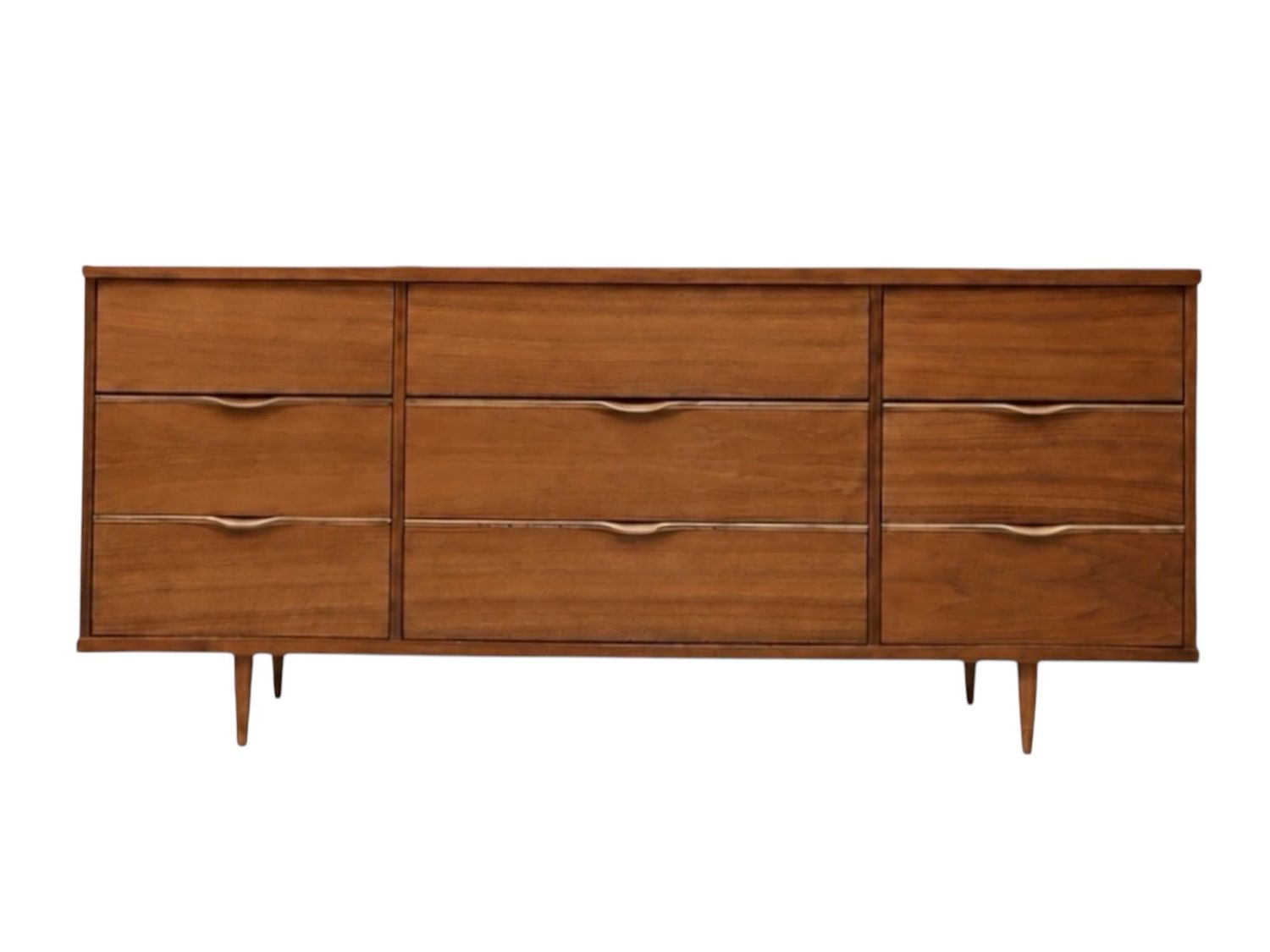 Mid Century Walnut Nine Drawer Dresser by Vic Art Mid Century Walnut Nine Drawer Dresser by Vic Art