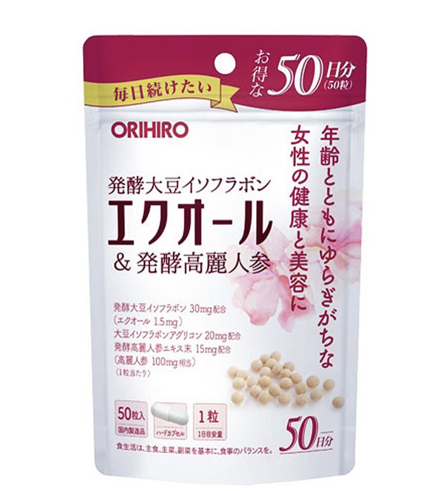 Эквол и ферментированный женьшень при гормональном дисбалансе Orihiro Equol & Fermented Ginseng на 50 дней.