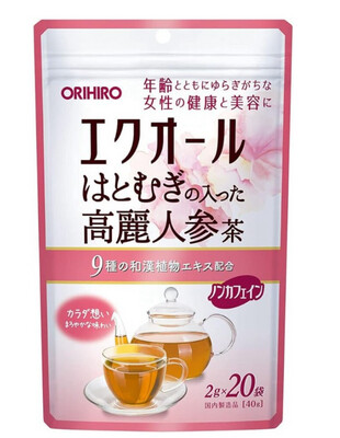 Чай с экволом, женьшенем и коиксом для женского здоровья Orihiro Equol Ginseng Tea 