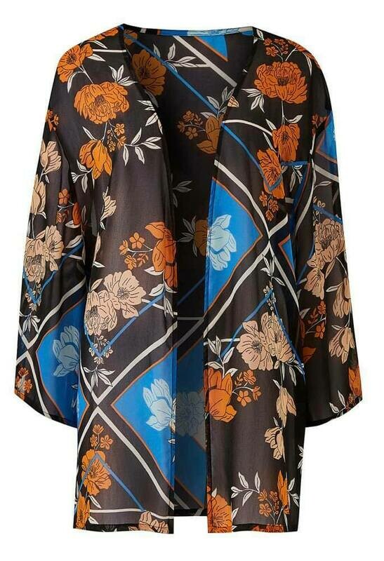 Scarf Print Floral Kimono