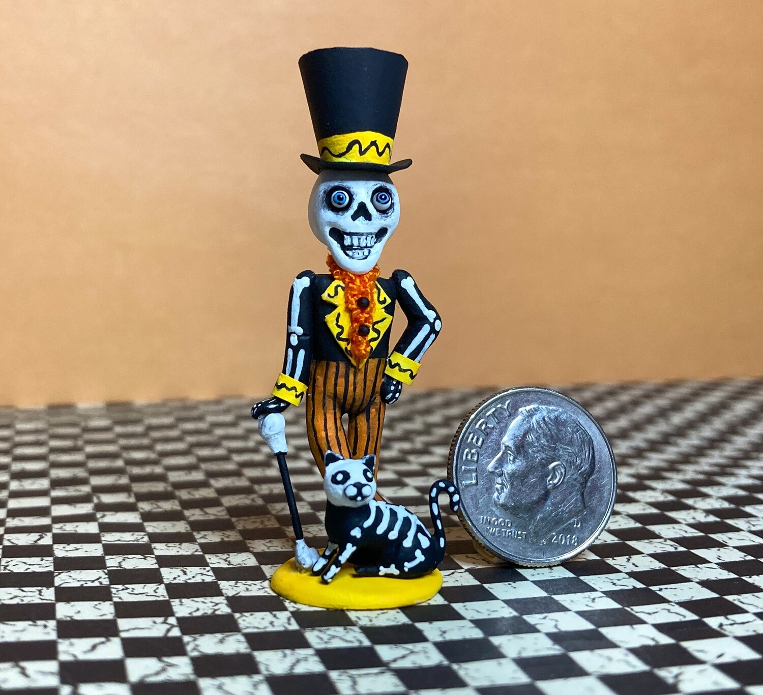 Dapper Skeleton And Cat Friend