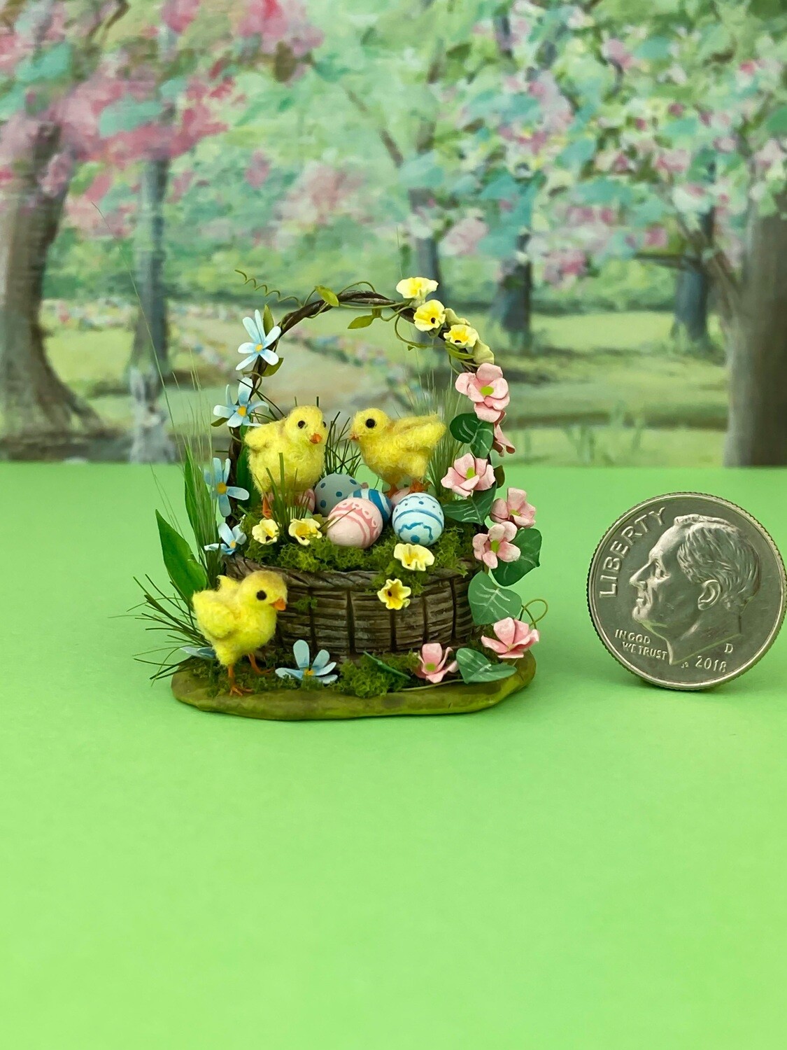 Floral Easter Chick Basket