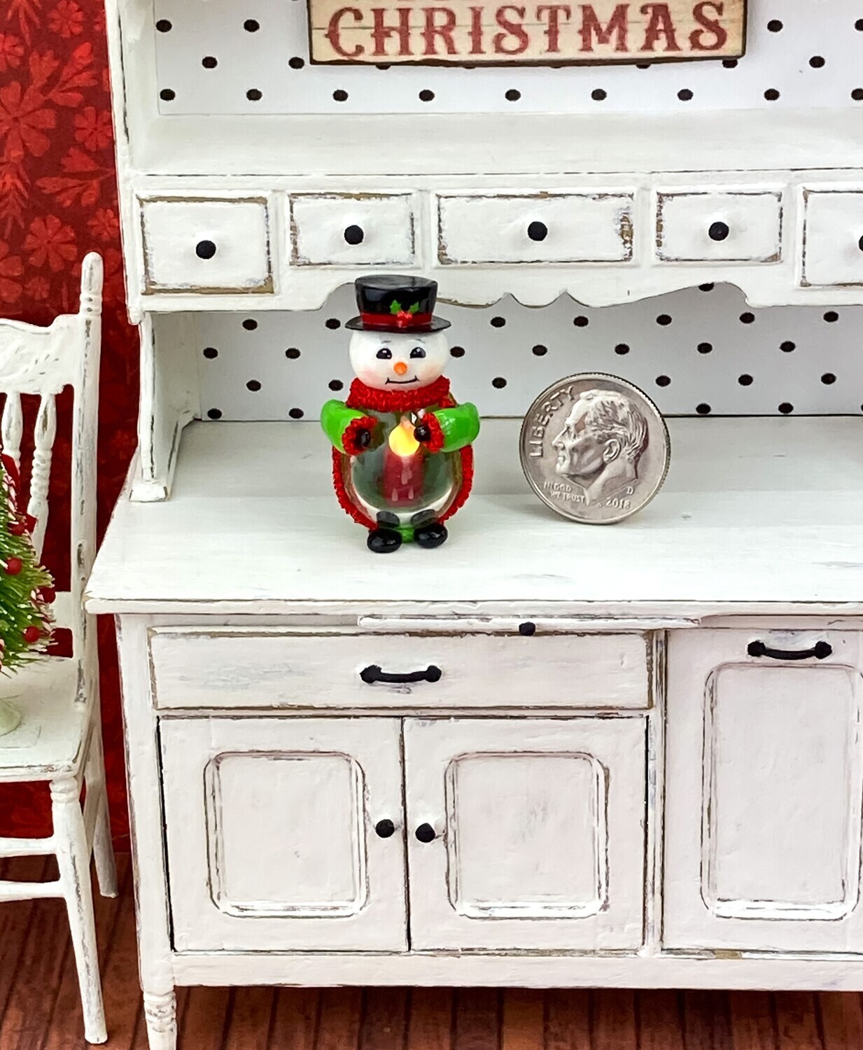 1:12 Scale Illuminated Snowman Lantern