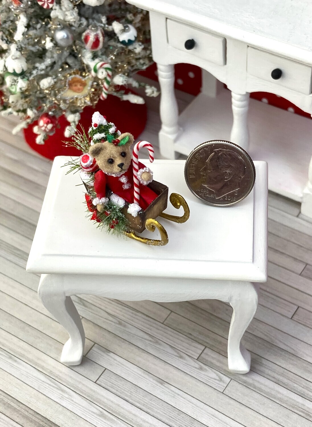 1:12 Scale Christmas Bear In Sleigh