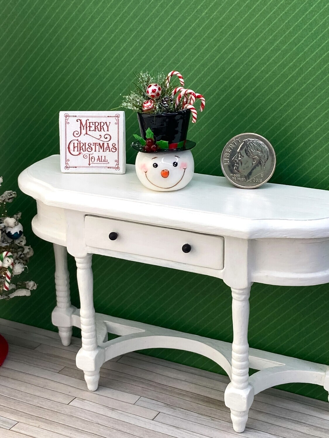 1:12 Scale Snowman Candy Cane Centerpiece